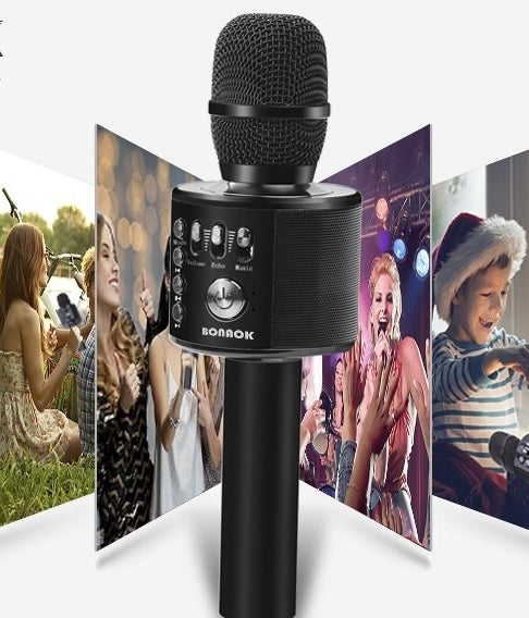 Gray Wireless Bluetooth Karaoke Microphone for Home Party Perfect Birthday/Christmas/Mothers Day/Fathers Day/Friends Gifts Toy for Girls and Boys 